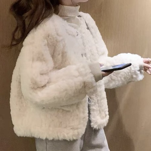 フェイクファーコート ブルゾン エコファー もこもこ 暖かい イミテーションファー アウター ショート丈 カジュアル エレガント 上品 シンプル ふわふわ かわいい 防寒 大人 秋冬  大きいサイズ