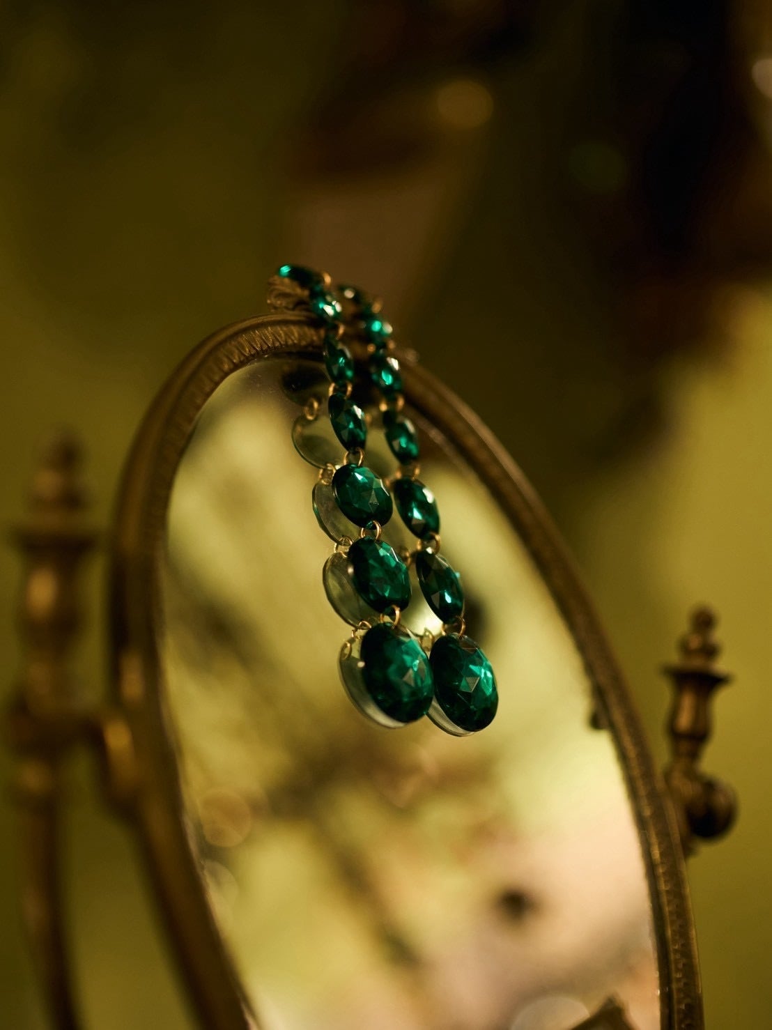 Vintage Super long green bijou earrings