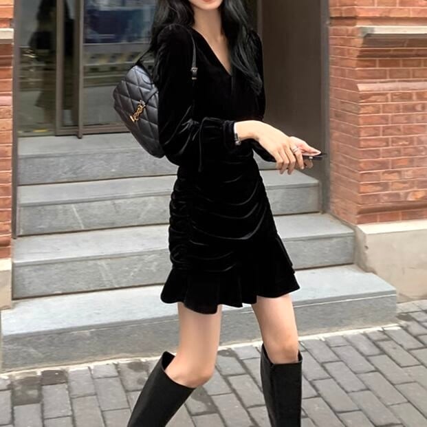 ベルベットフレアミニワンピース 00736 | Vitoir