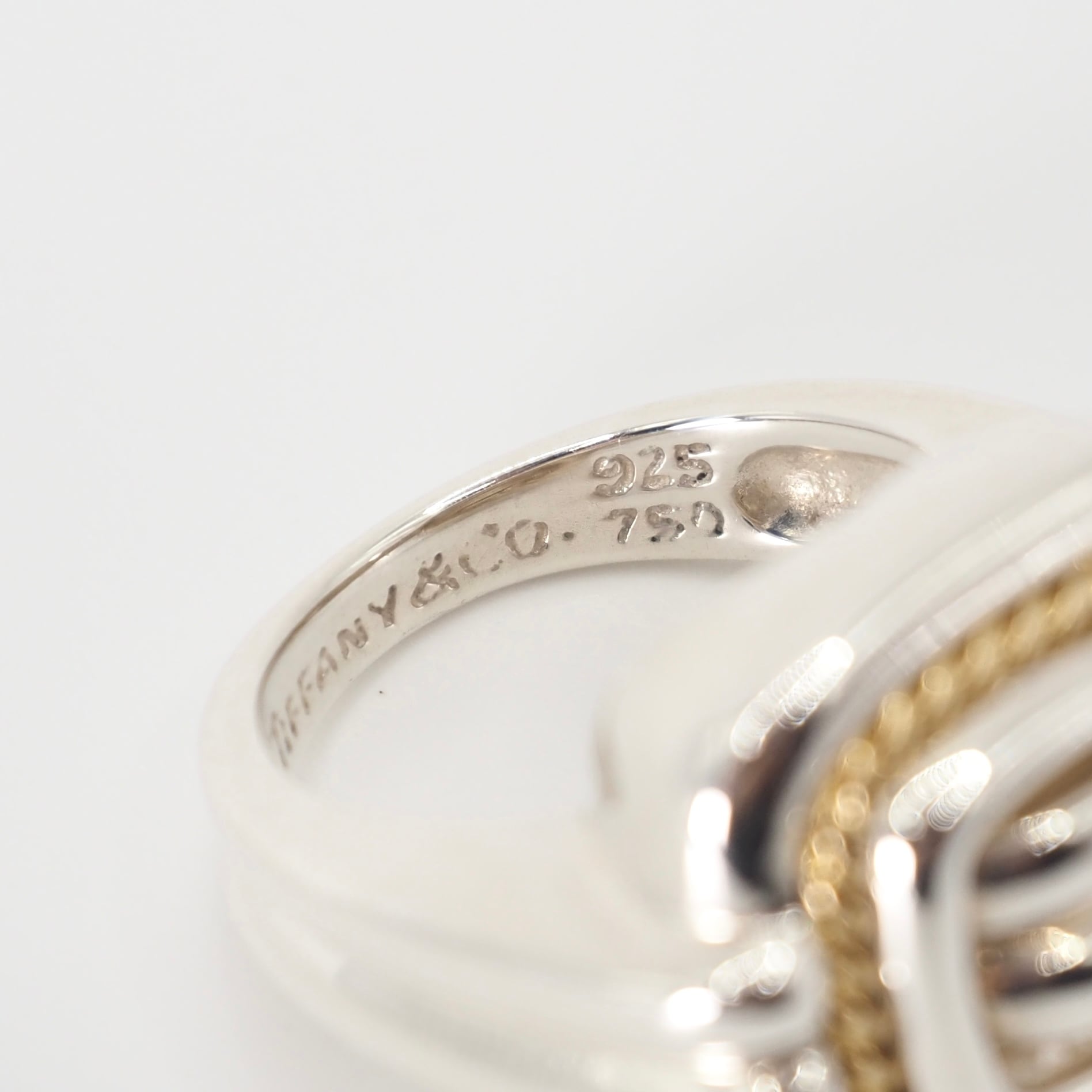 Tiffany&Co. 約11号 スクエアクッションコンビリング シルバー925 K18