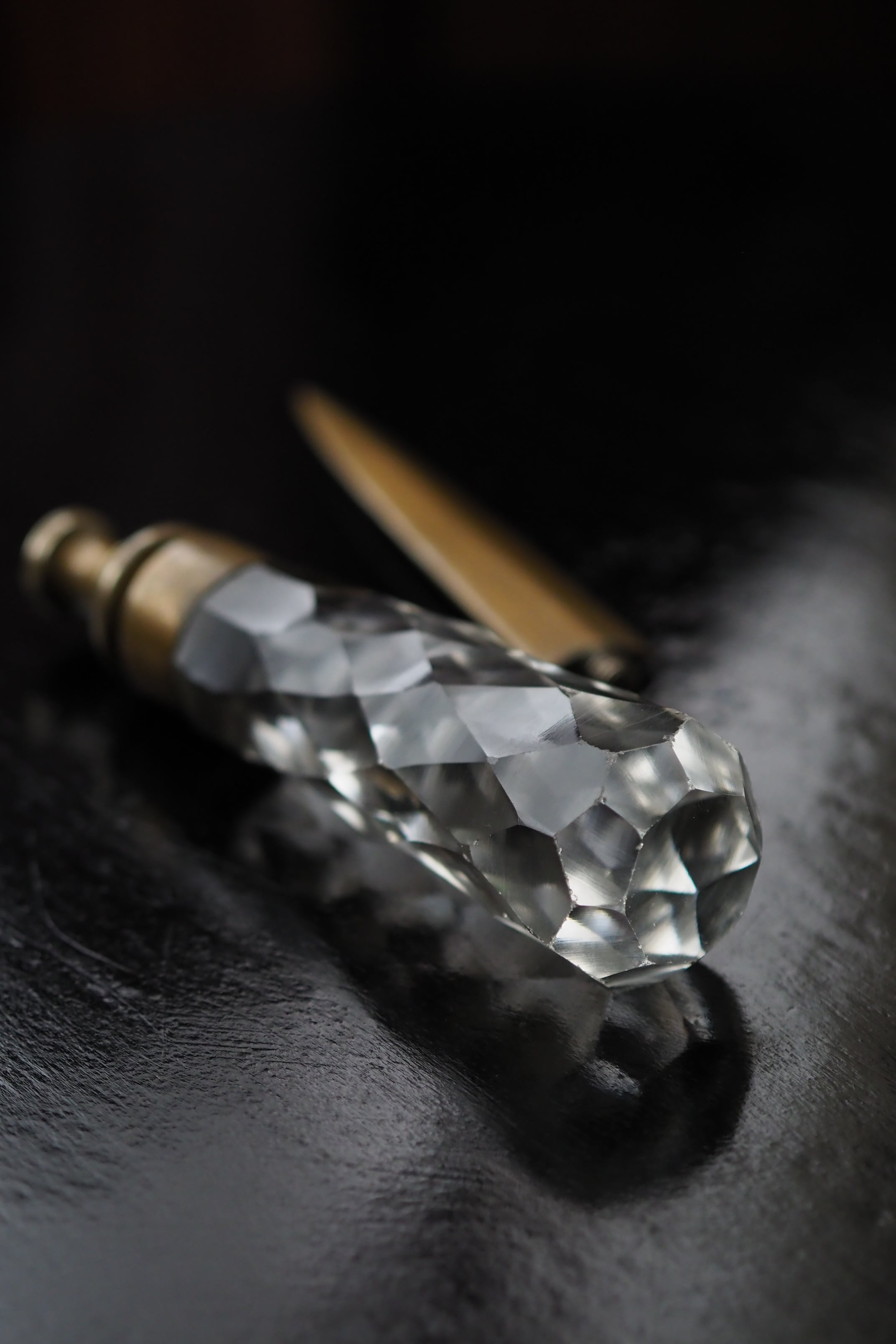 カットガラス持ち手ペーパーナイフ-antique glass grip letter opener