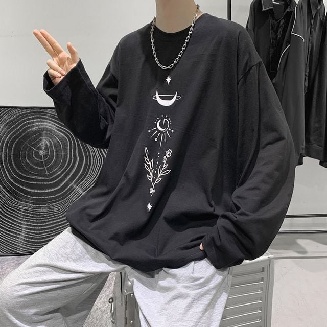 【予約販売】ロンT シャツ 長袖 メンズ 落ち肩 シンプル 無地 ゆったり オーバーサイズ グレー ホワイト ブラック ブルー カジュアル シンプル こなれ感 お洒落 韓国 トレンド 春 夏 秋 M/L/XL