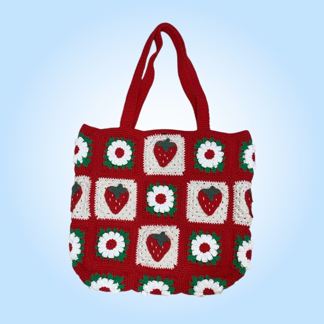 いちごかぎ編みトートバッグ