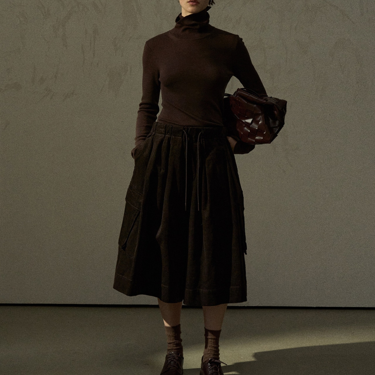 Drawstring Wide Half-length Pants T4045