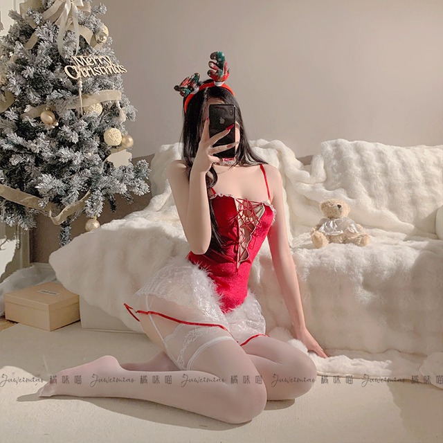 【Miao】♡クリスマスコスプレ♡レッド ベビードール レオタード