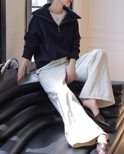 Half zip cable Knit　T20335