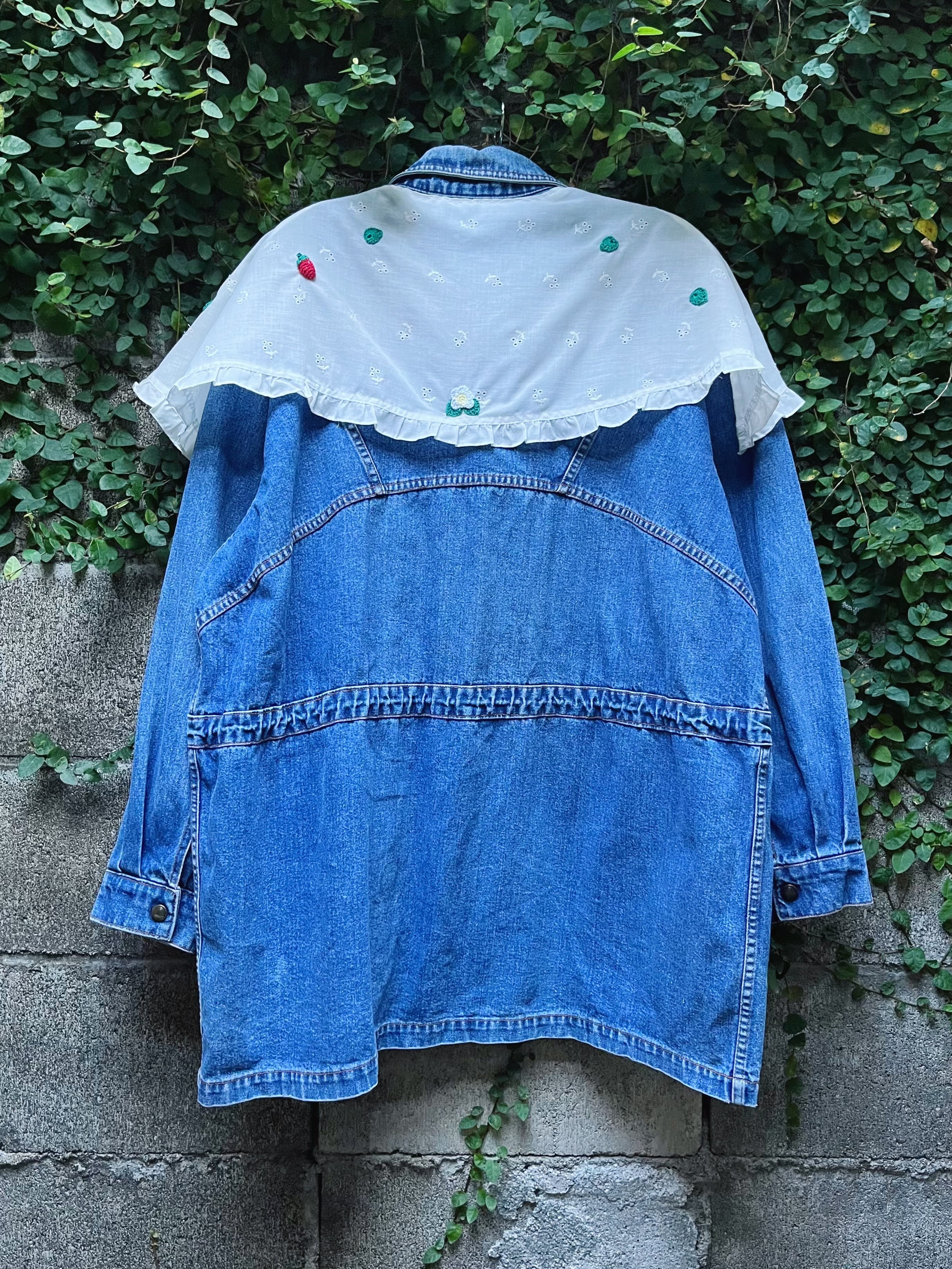 remake ✂︎ walking dwarf frill collar denim jacket