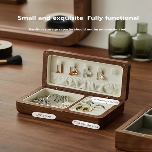 コンパクト ジュエリーボックス 木製 ネックレス ピアス イヤリング リング アクセサリーケース 小物収納