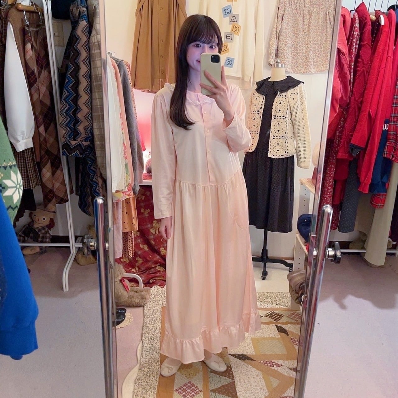 frill lace pink neglige one-piece