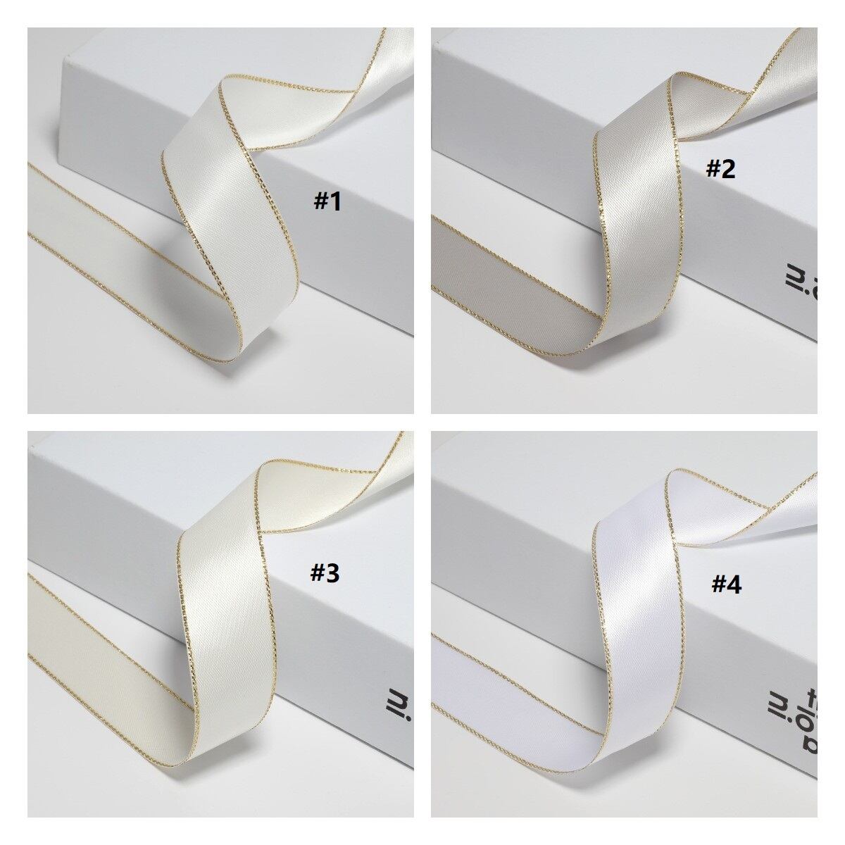 サテン リボン 金縁 無地 幅約38mm 布 01010003 ハンドメイド 資材