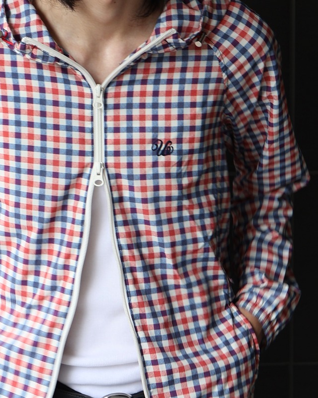 High neck double zip check hoodie