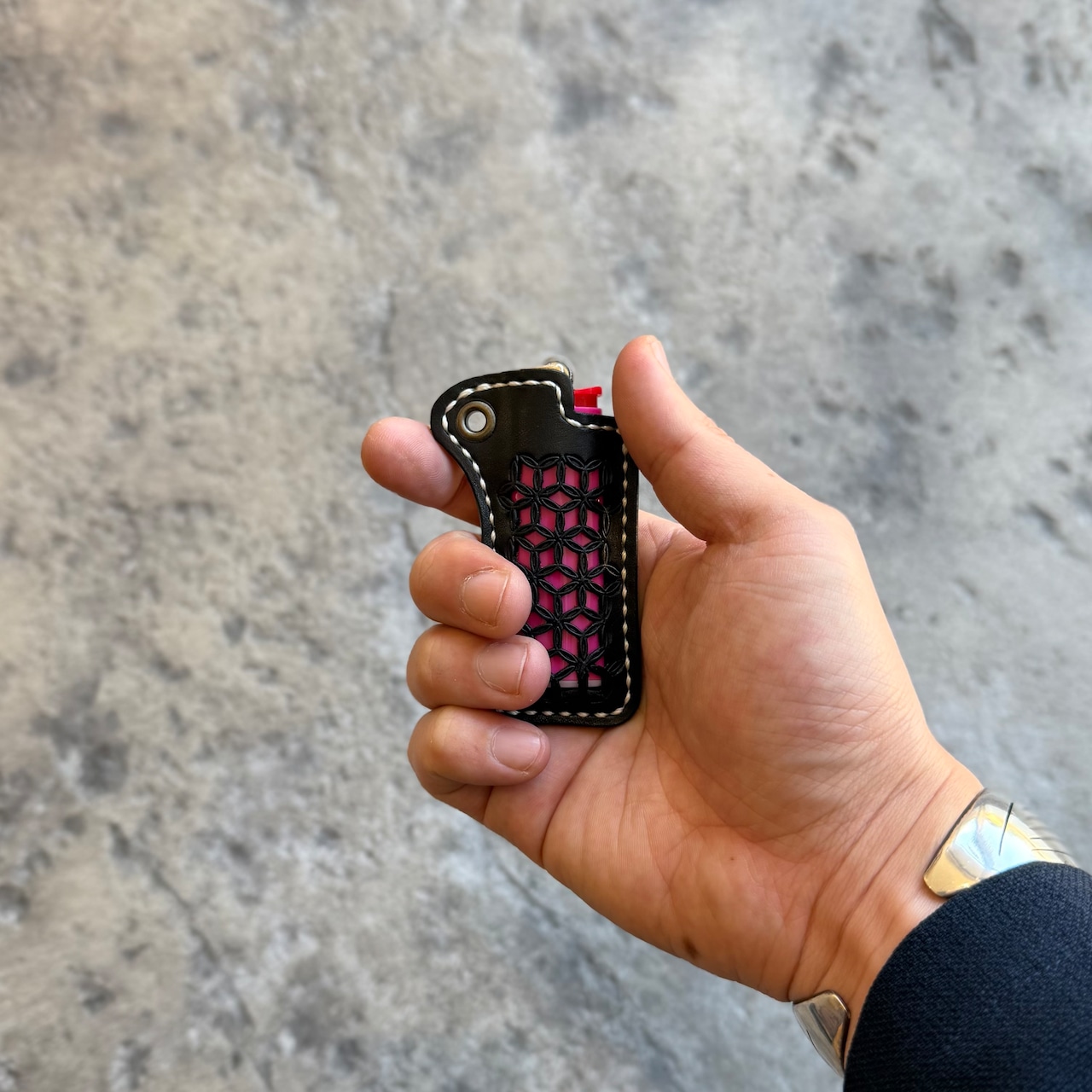 ライターケース ハンドステッチ フィリグリー カウハイド