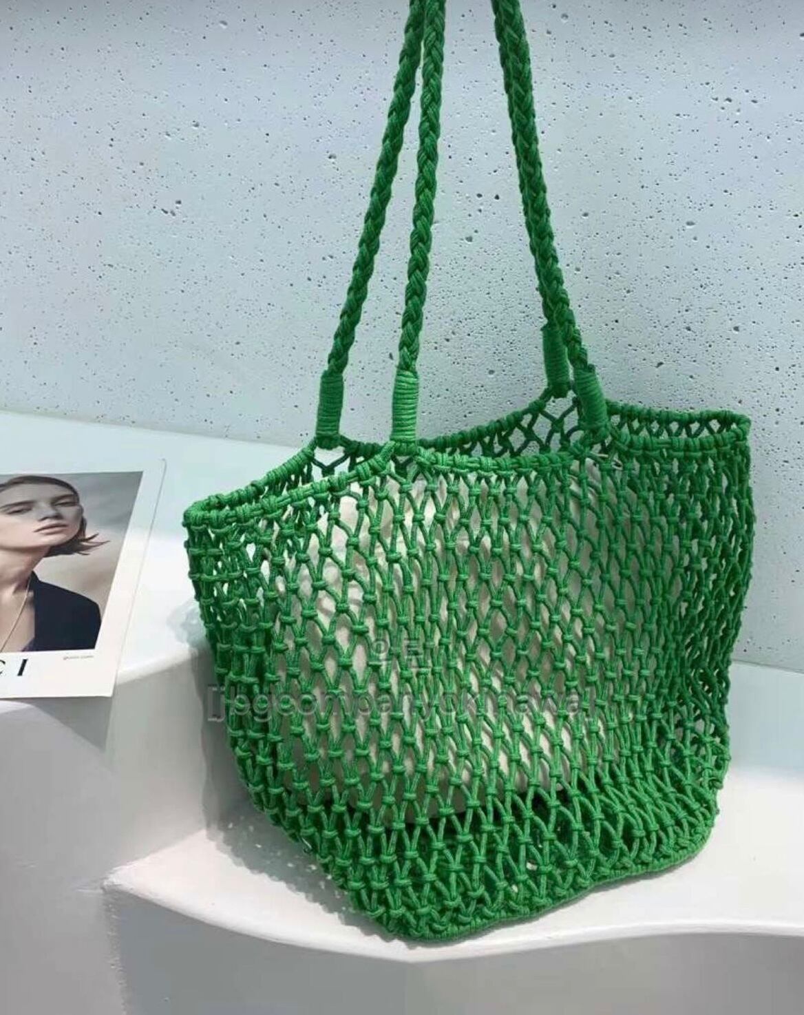 6color / インナーポーチ付きメッシュロングトートバッグ