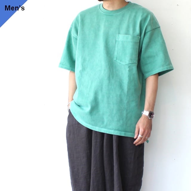 weac. HARDY 顔料染め超ヘビーウェイト天竺クルーネックT (T/BLUE)