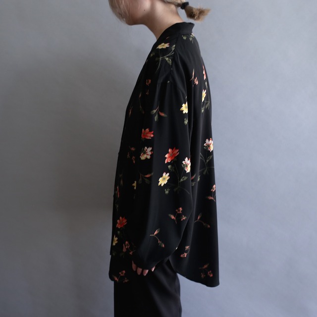 flower art pattern wide silhouette loose shirt