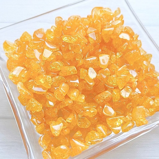 クラック水晶 オレンジ (30g) 爆裂水晶 天然石さざれ石 穴無しチップ