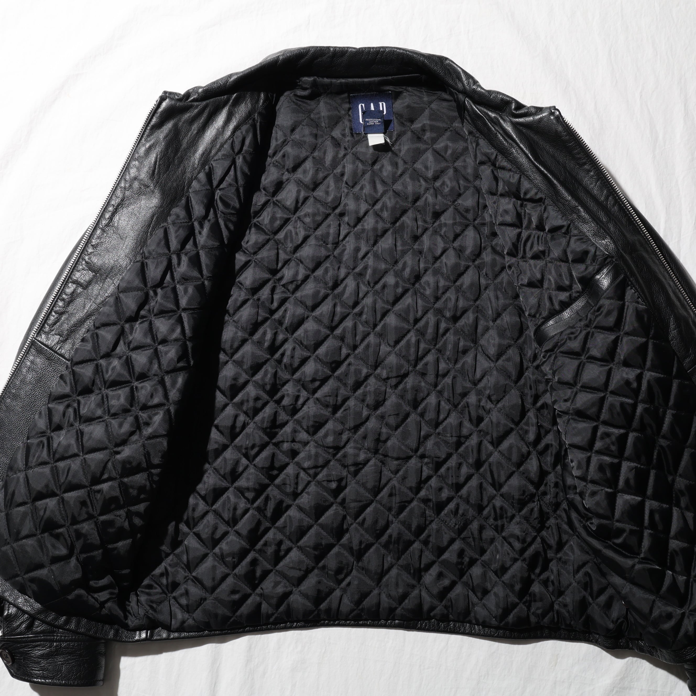 極美品 L アルミジップ 牛革 OLD GAP レザージャケット ブラック