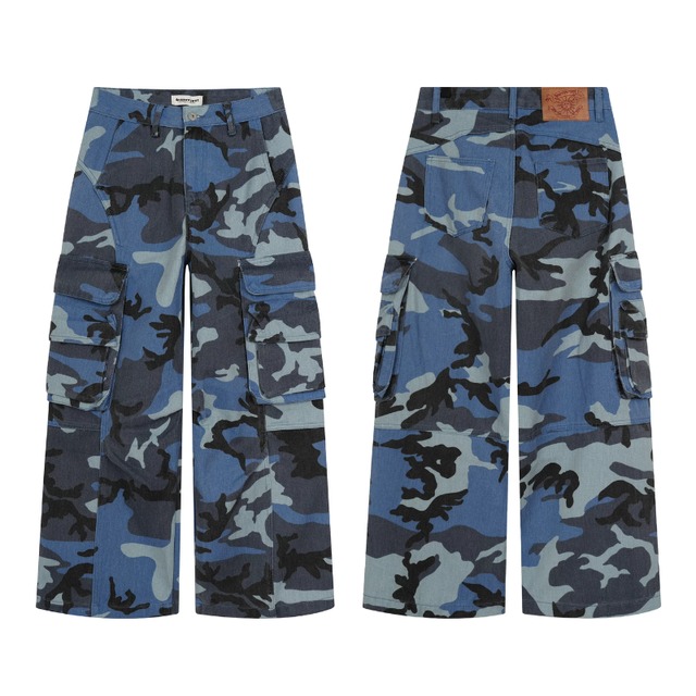 blue camouflage cargo pants　ブルー迷彩カーゴパンツ　J2153