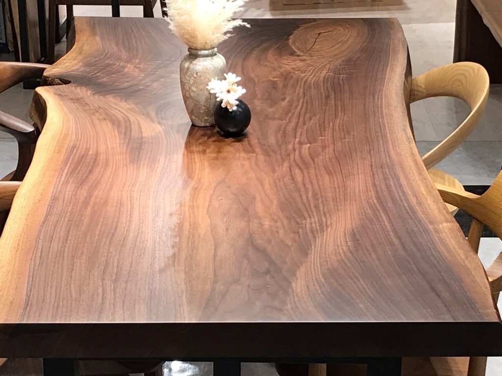 ウォールナット_1890×740-790-850×58_横浜元町店_テーブル天板/一枚板
