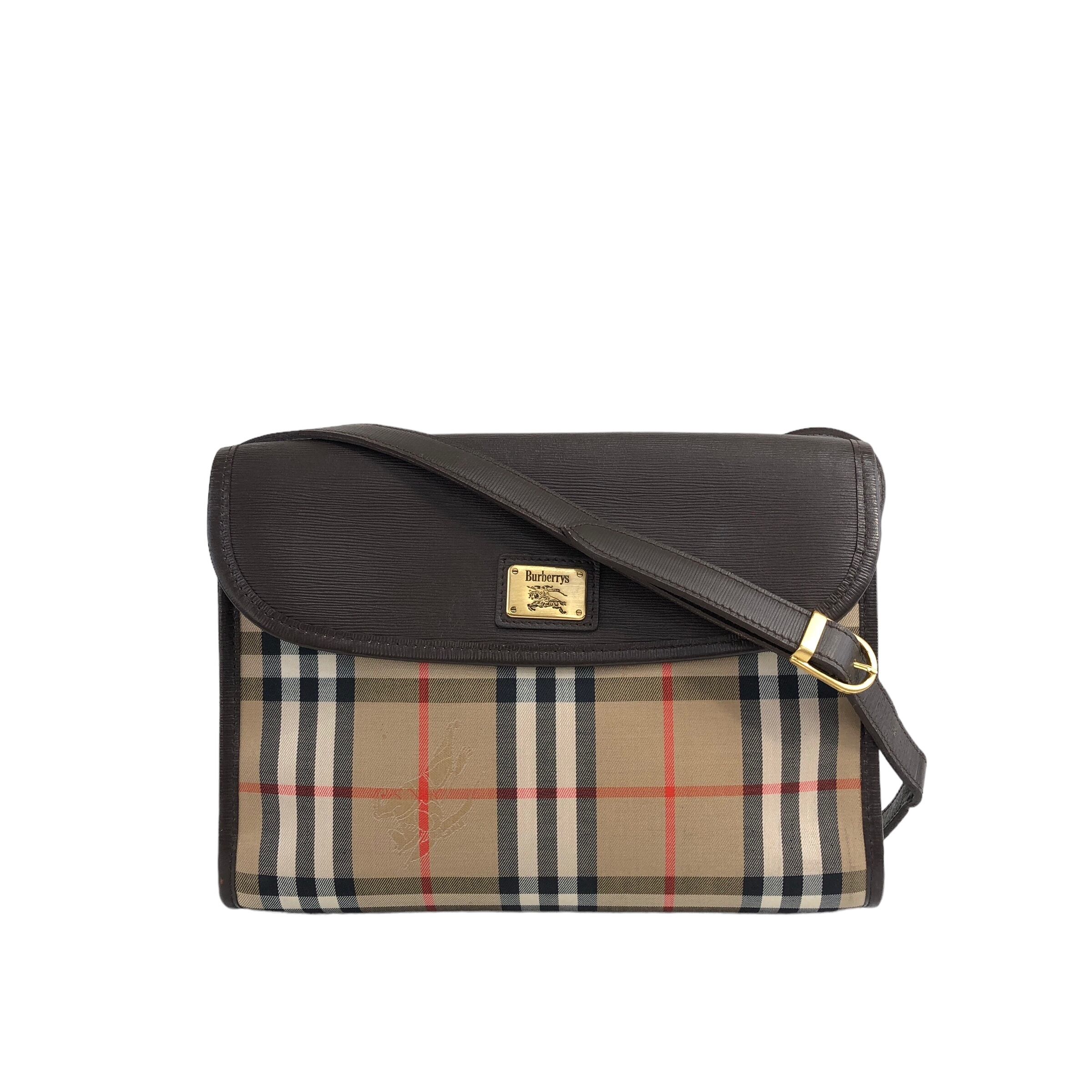 BURBERRY バーバリー クラシックチェック レザー×キャンバス