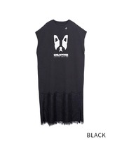 DOGGYプリントレースヘムドレス (BLACK)　CQ-46088