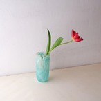 水色と白のマーブル花瓶