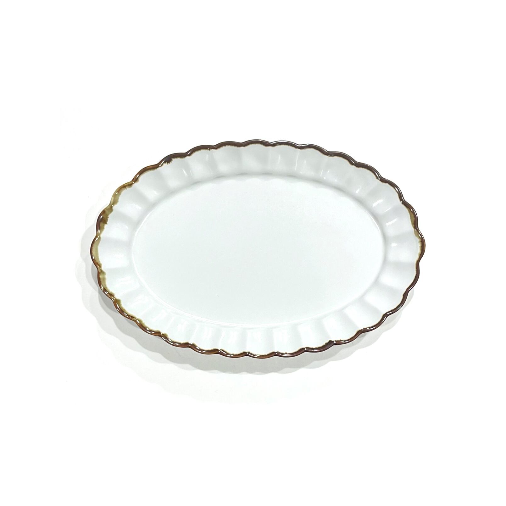 渕サビ白マット 菊割オーバルプレートM | 24to3［西富陶磁器オンライン