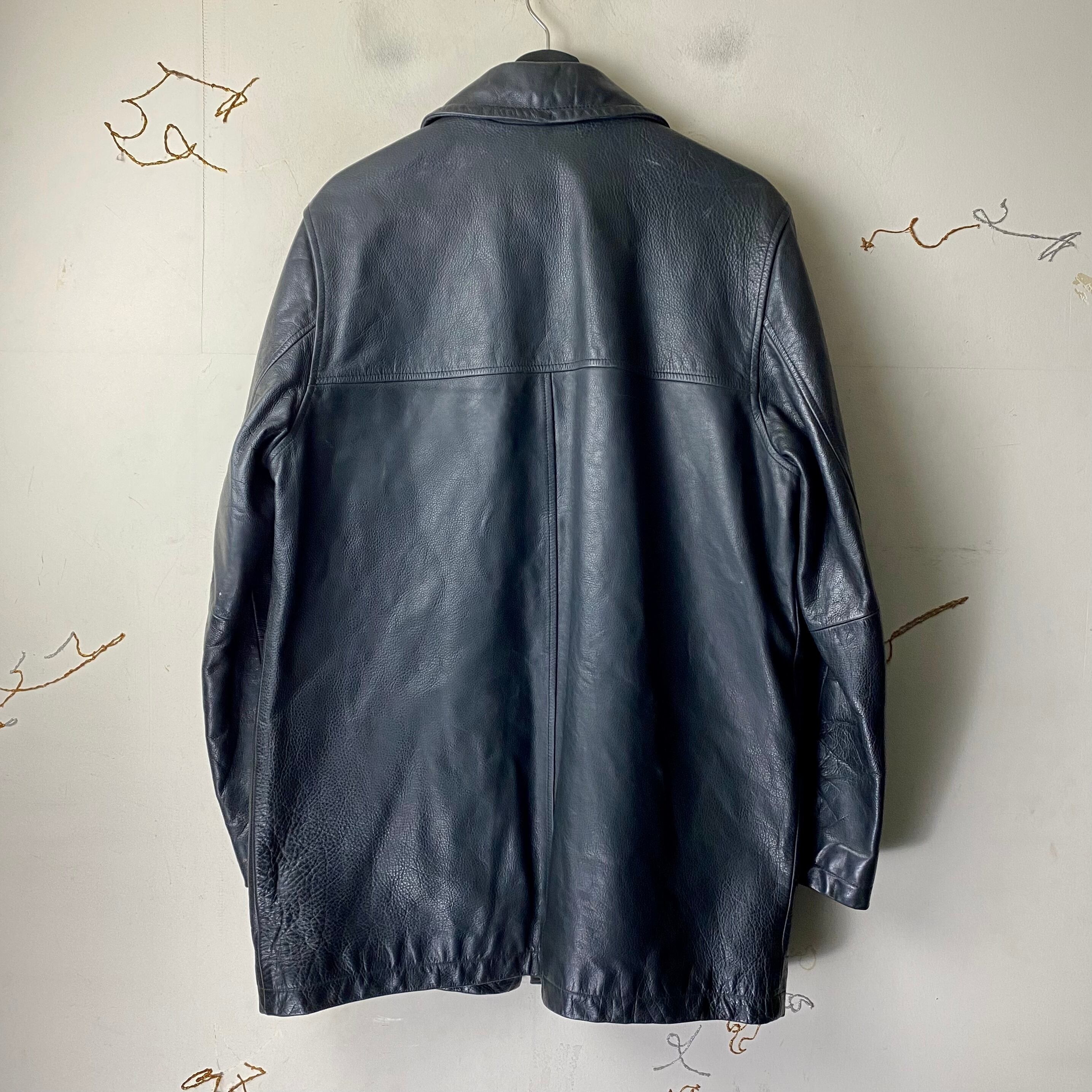 old BANANA REPUBLIC black leather car coat | NOIR ONLINE