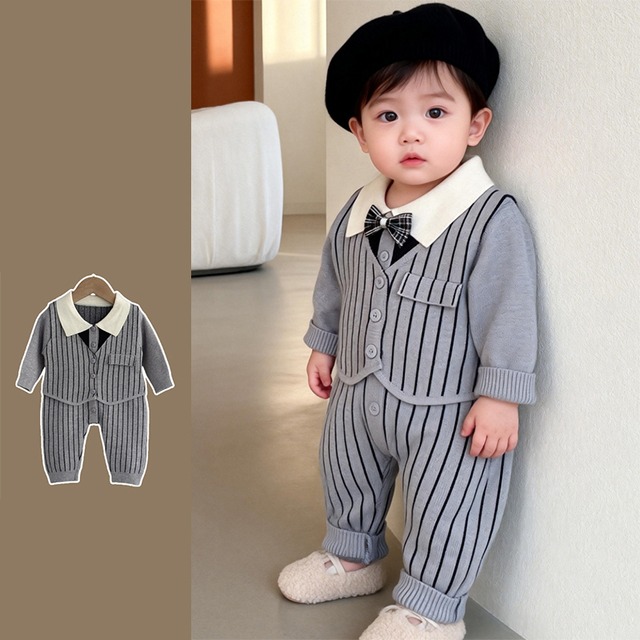 【BABY&KID】入園＆入学式ストライプ蝶ネクタイ付きフォーマルセット