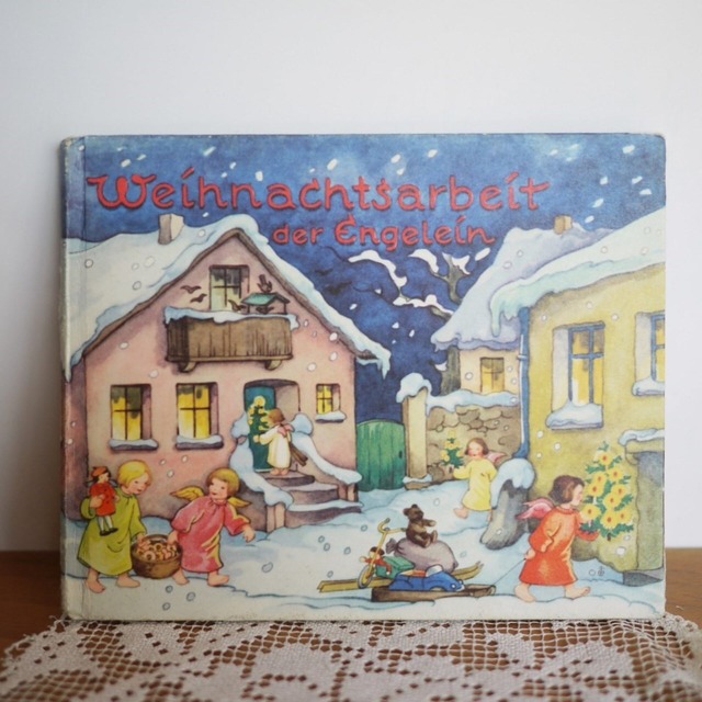 天使たちのクリスマス「weihnachtsarbeit der engelein」 古書 ドイツ語絵本