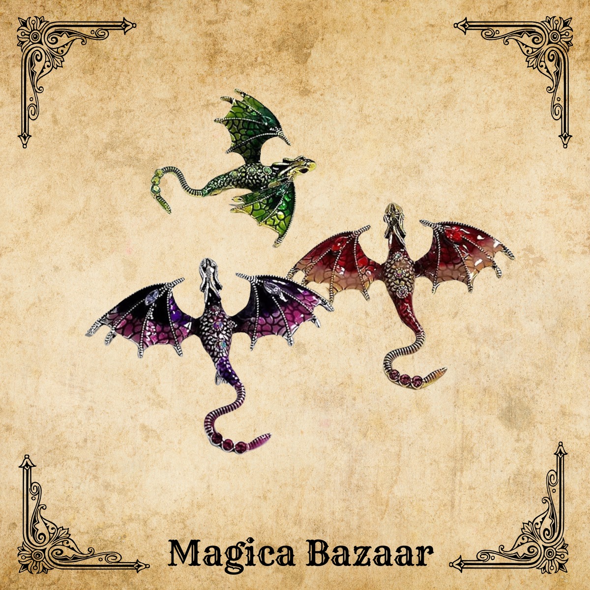 手乗りドラゴン ドラゴンのブローチ M23668 | 奇妙な洋装雑貨店 Magica