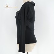 社交ダンス 衣装 Chacott ROYAL DANCE チャコットロイヤルダンス トップス ブラウス レッスンウェア ブラック系 黒 日本製 長袖 無地 シンプル 襟 フリル 華やか かわいい おしゃれ 上品 大人っぽい ダンス 練習 レッスン ダンス衣装 練習着 社交ダンス衣装