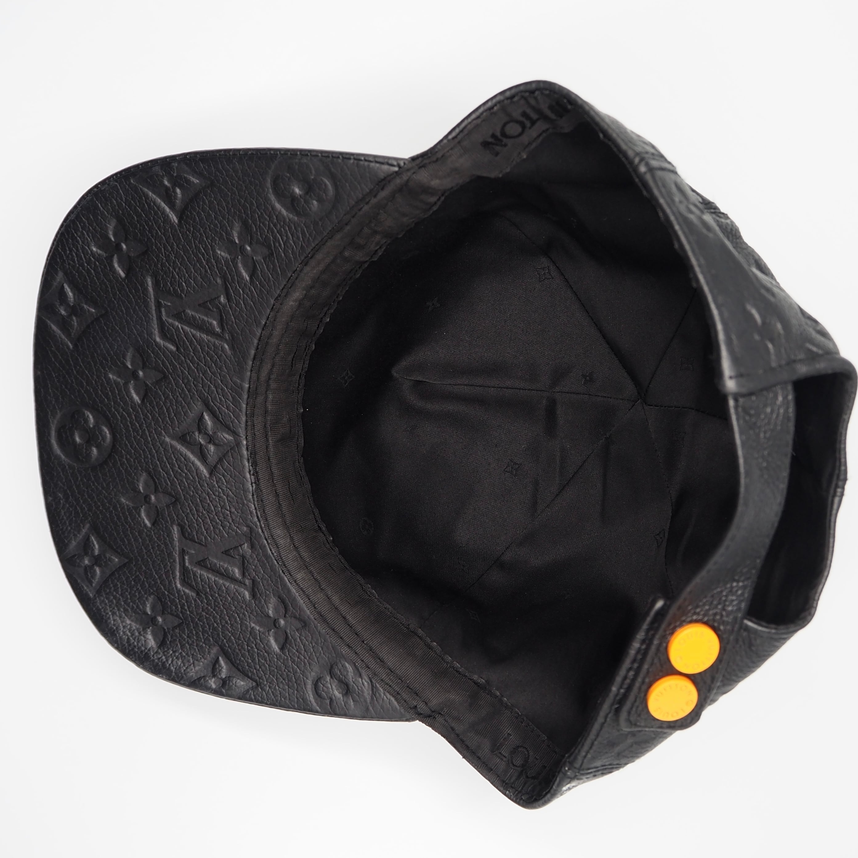 LOUIS VUITTON レザー モノグラム キャップ ブラック ルイヴィトン