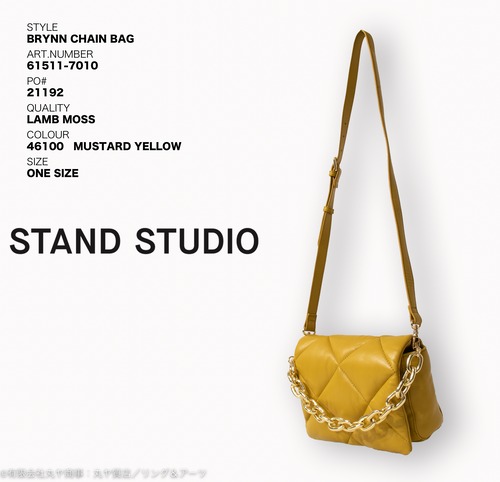 スタンドスタジオ：2WAYショルダーバッグ/61511-7010型/STAND STUDIO BRYNN CHAIN BAG MUSTARD YELLOW(46100)