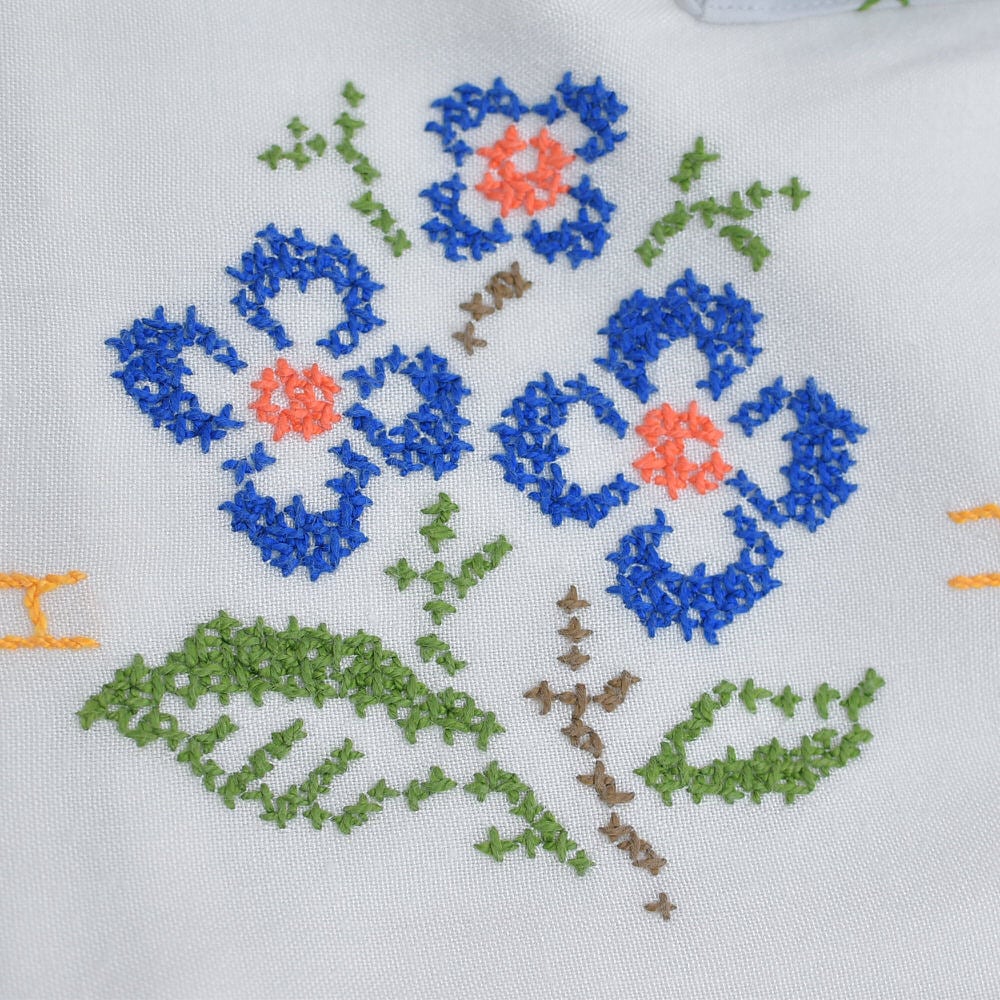 Remakeリメイク 再構築 パッチワーク&フラワー、フルーツ刺繍 デザイン