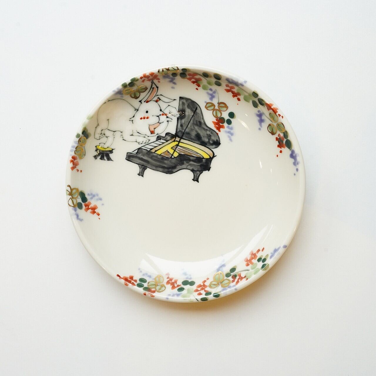 【林民和】4寸皿 ピアノうさぎ 4