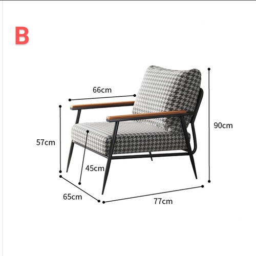 モダン アームチェア 一人掛け ソファ 北欧風 スチールフレーム ウッドアーム レザー調 ファブリック リビングチェア ラウンジチェア インダストリアル ミッドセンチュリー