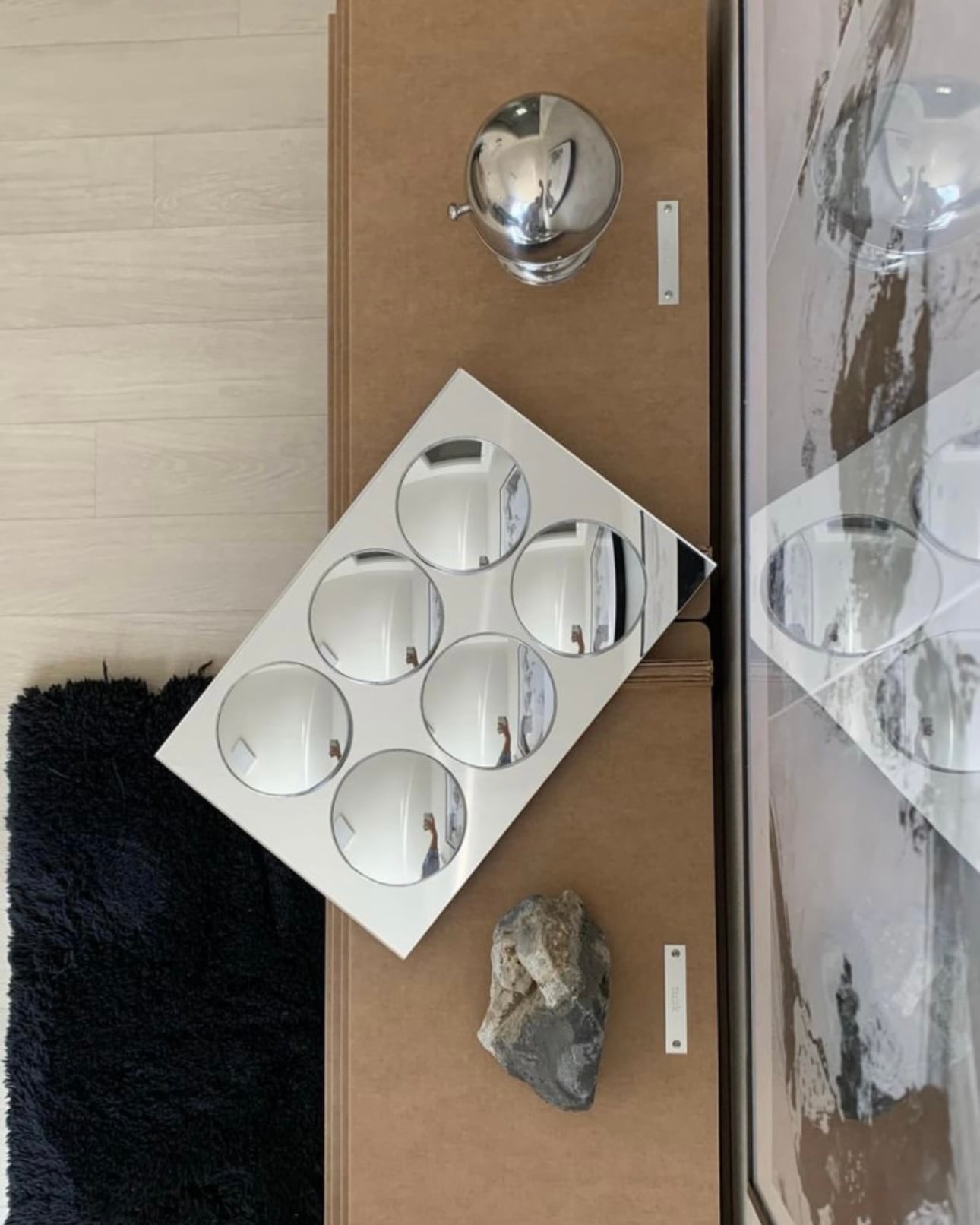 midcentury mirror / ミッドセンチュリー ミラー シルバー オブジェ