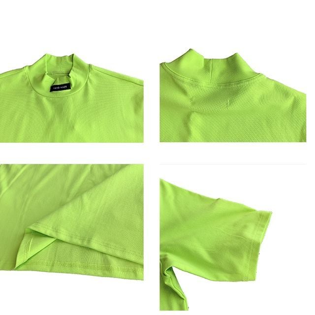 予約販売】ハイネックシャツ 半袖 メンズ 無地 Tシャツ ブラック