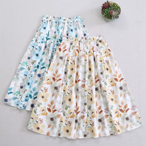 2色／花柄Aラインフレアスカート ・10434