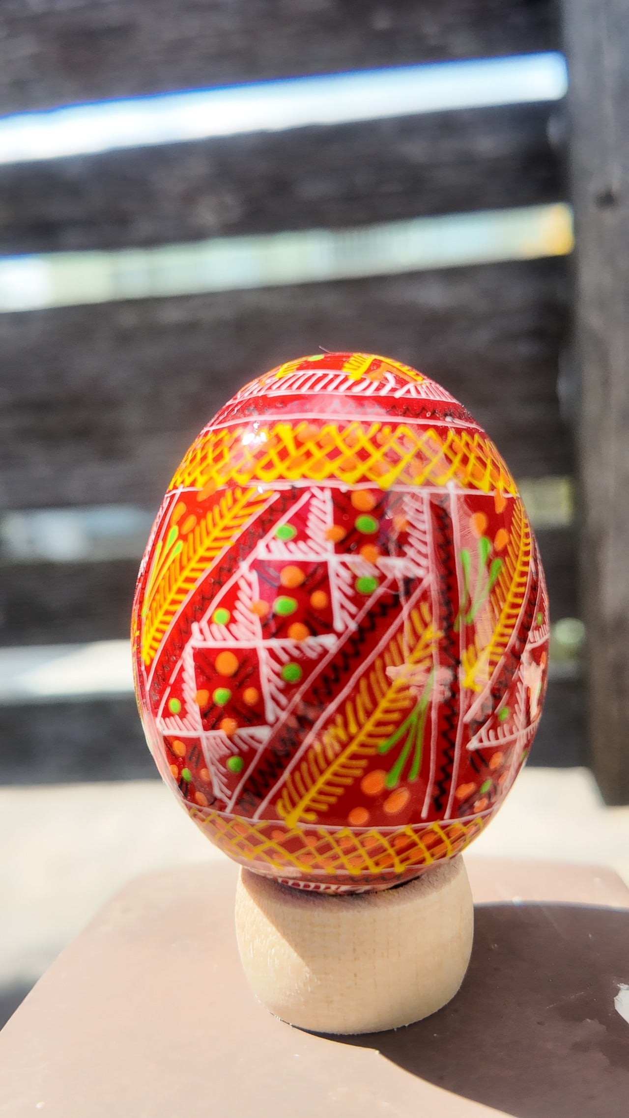 装飾用木製プィサンカ（イースターエッグ）with stand　コロミヤモデル - 2