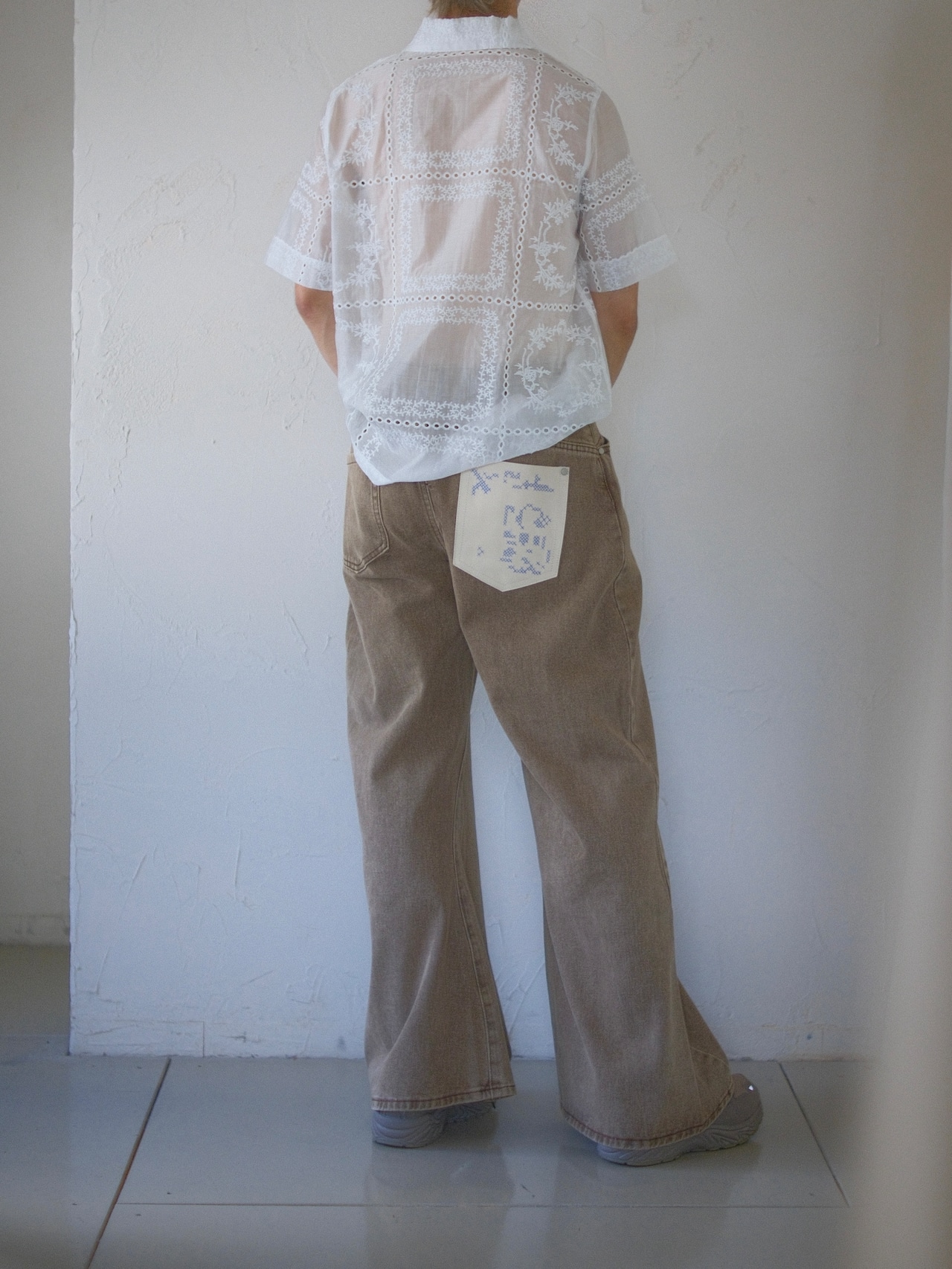 Wide Bell Bottom Denim Pants / UNISEX / BROWN - 2