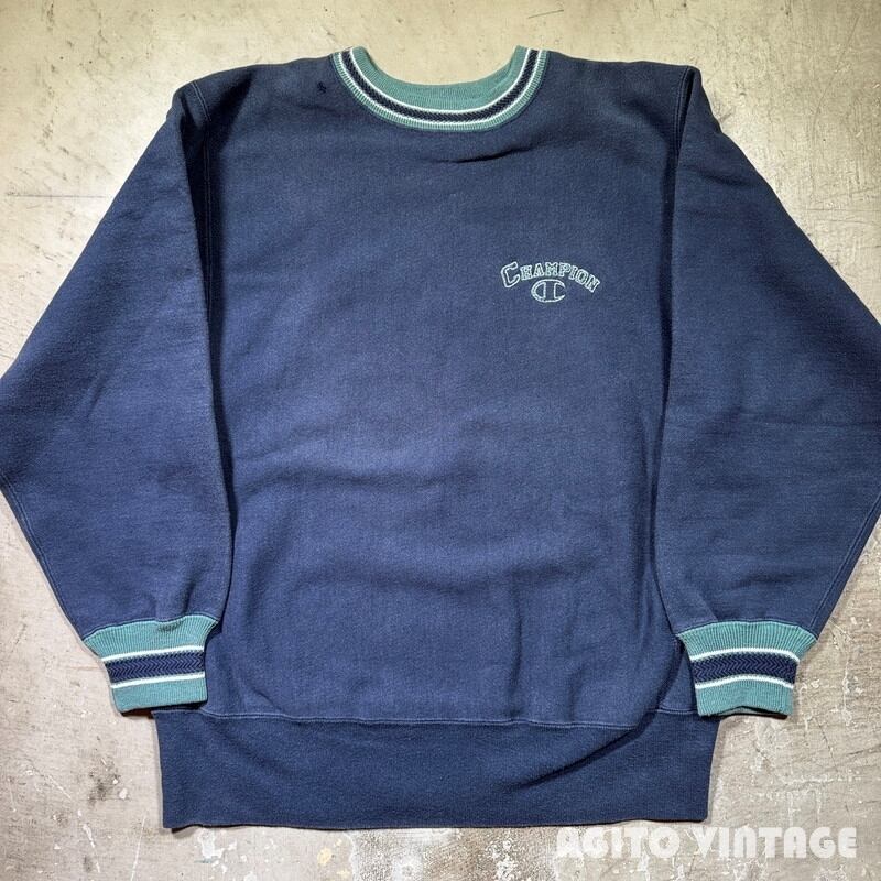 90's Champion チャンピオン リバースウィーブ スウェット リブライン ネイビー 刺繍タグ LARGE USA製 希少 ヴィンテージ BA-2904 RM3325H