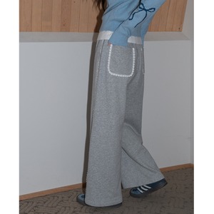 lace trim wide pants