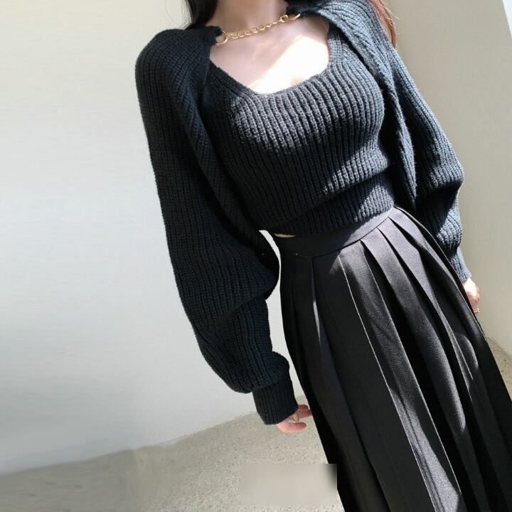 ニットキャミ付きショートカーデ MAJESTIC LEGON（マジェスティックレゴン） カーディガン キャミ