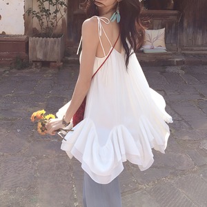 Ruffled loose camisole long fairy tops【H00464】