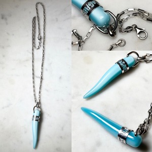 DOLCE&GABBANA blue gradation “Corno” pendant silver chain necklace