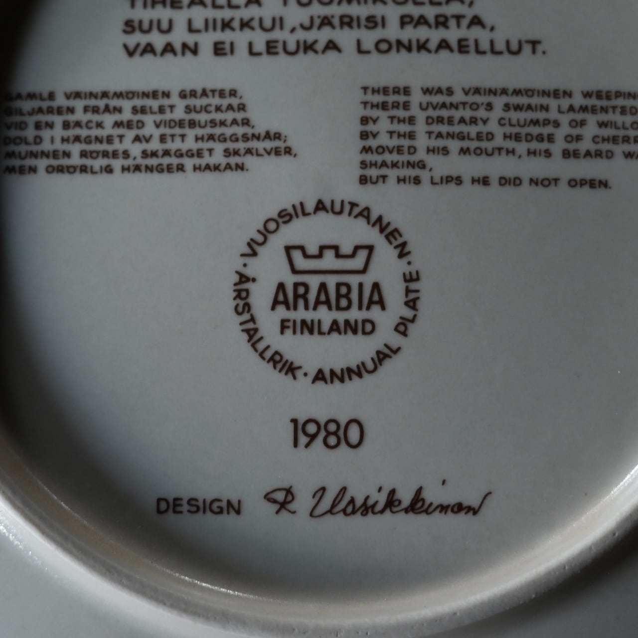 ARABIA Year Plate 1980 / アラビア イヤー プレート 1980年【C