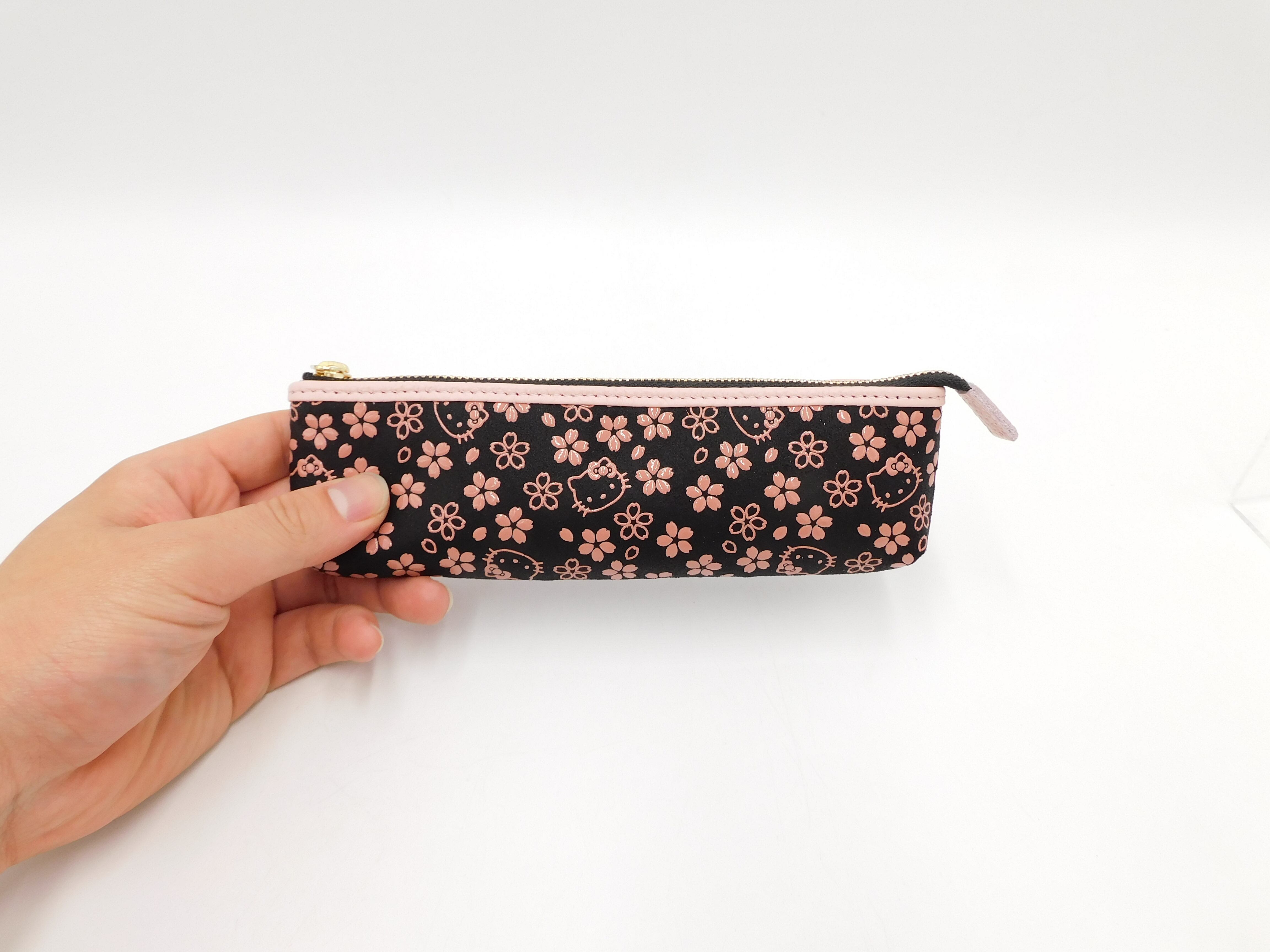 キティ印傳 ペンケース 黒/ピンク 桜柄 | 浅草前川印傳｜公式