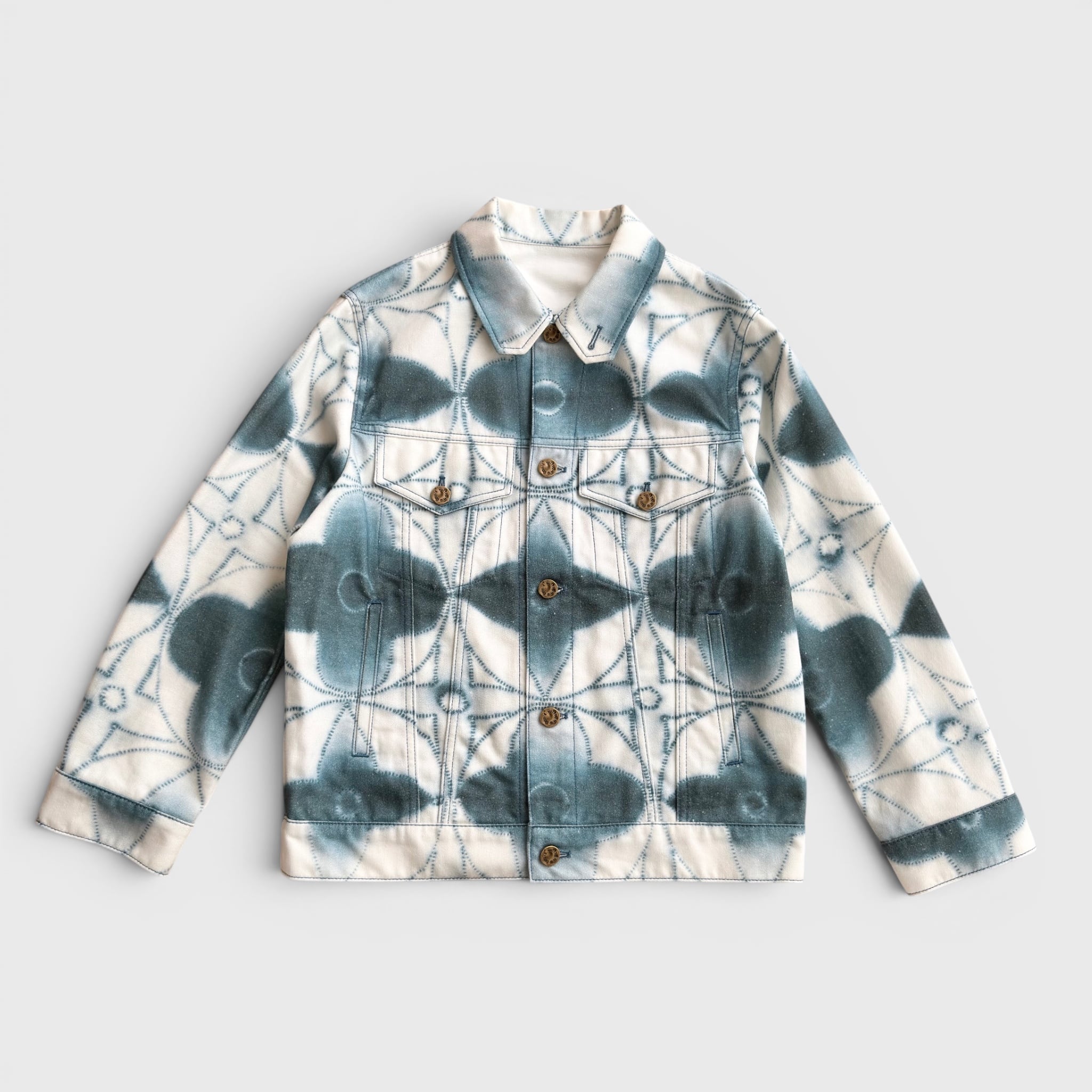 LOUIS VUITTON モノグラム シボリ プリンテッド デニム ジャケット 44